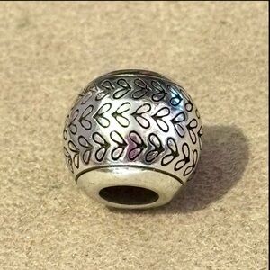 Brighton Tranquility silver bead Rows of engraved leaves all around